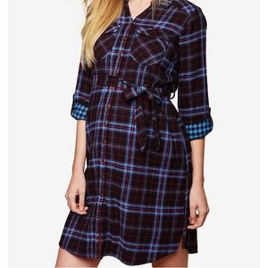 Motherhood Maternity Plaid Shirt dress